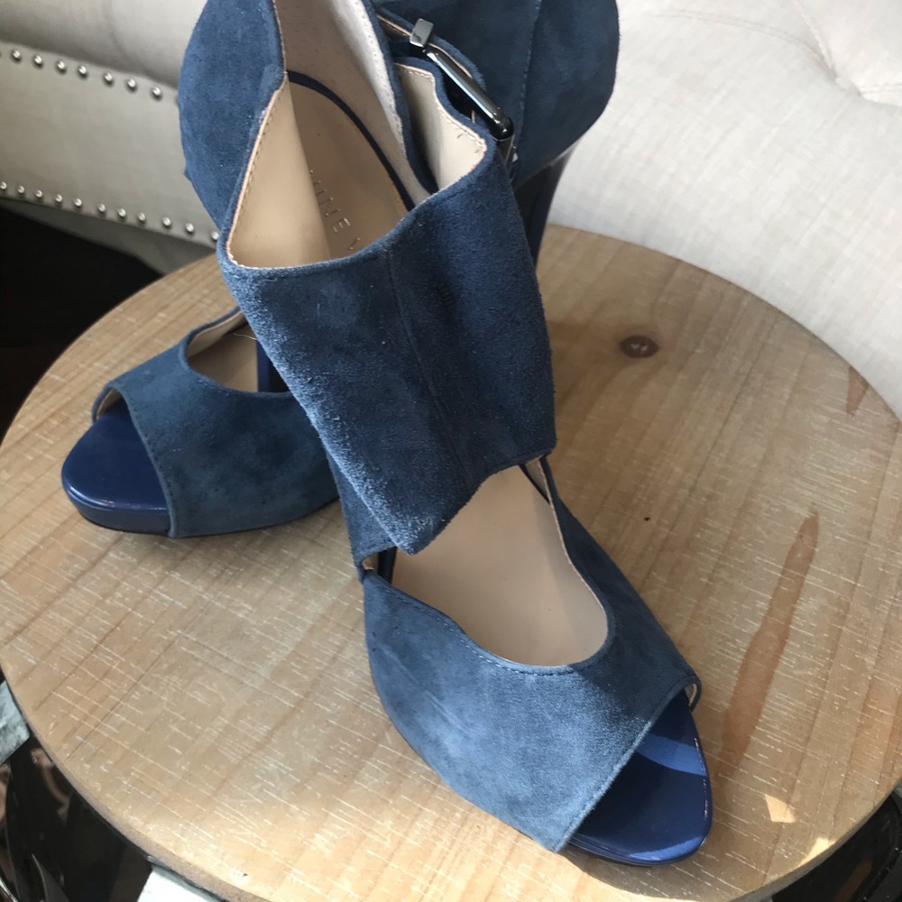Nine West Blue Suede bootie like heels